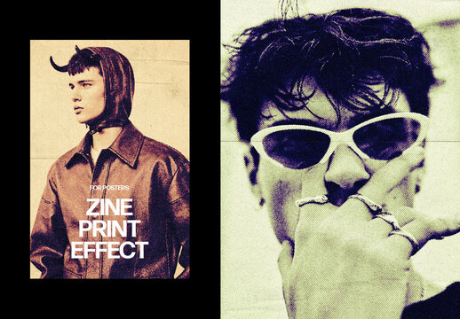 Zine Print Photo Effect &ndash; Halftone for Poster & Social Media (PSD)