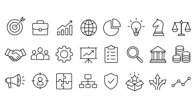 MBA Business School Leadership Icons Set - 24 Modern Line Icons Collection for Web, Mobile App, Dashboard and Business UI Design