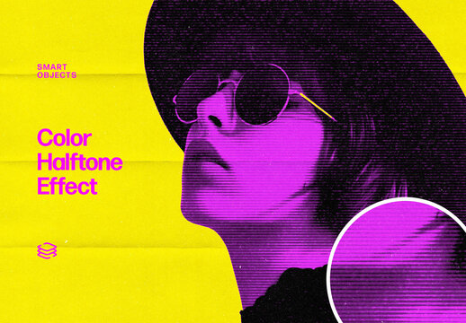 Color Print Photo Effect &ndash; Halftone for Album Cover & Social Media (PSD)