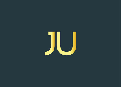 Minimal gold JU monogram logo. Elegant Luxury Branding Mark For Agency Or Business Identity