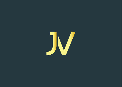 Minimal gold JV monogram logo. Elegant Luxury Branding Mark For Agency Or Business Identity