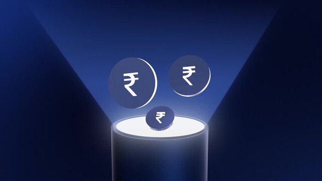 Cinematic Intro Rupee Currency Symbol Pop out From Glowing Tunnel Glow Effect 4K 