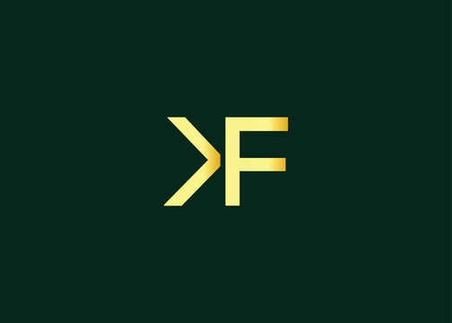 Minimal gold KF monogram logo. Elegant Luxury Branding Mark For Agency Or Business Identity