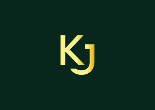 Minimal gold KJ monogram logo. Elegant Luxury Branding Mark For Agency Or Business Identity