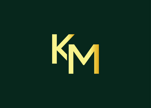Minimal gold KM monogram logo. Elegant Luxury Branding Mark For Agency Or Business Identity
