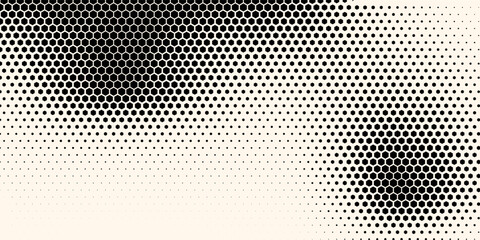 Hexagon Shapes Vector Abstract Geometric Technology Retrowave Sci-Fi Texture Isolated on Light Background. Halftone Hex Retro Simple Pattern. Minimal 80s Style Dynamic Tech Wallpaper © Ragil