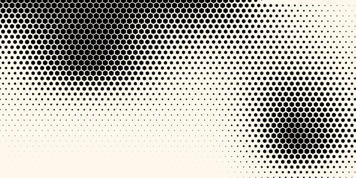 Hexagon Shapes Vector Abstract Geometric Technology Retrowave Sci-Fi Texture Isolated on Light Background. Halftone Hex Retro Simple Pattern. Minimal 80s Style Dynamic Tech Wallpaper