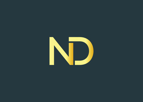 Minimal gold ND monogram logo. Elegant Luxury Branding Mark For Agency Or Business Identity