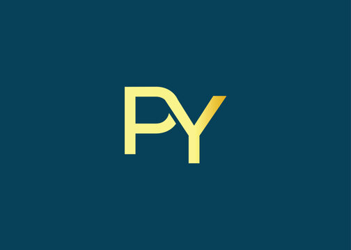 Minimal gold PY monogram logo. Elegant Luxury Branding Mark For Agency Or Business Identity
