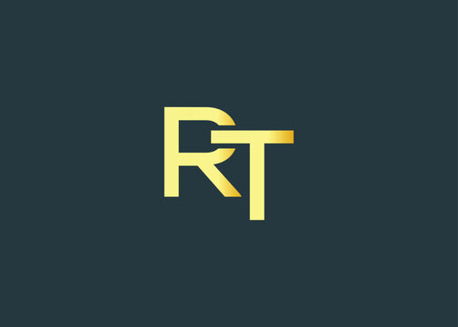 Minimal gold RT monogram logo. Elegant Luxury Branding Mark For Agency Or Business Identity