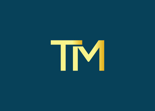Minimal gold TM monogram logo. Elegant Luxury Branding Mark For Agency Or Business Identity