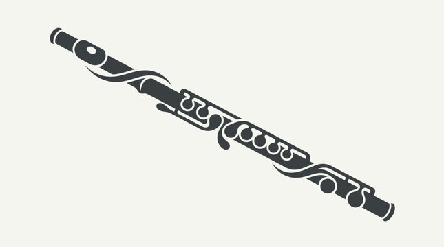 Black Flute Musical Instrument Silhouette Vector Illustration