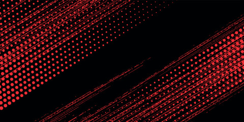 Fototapeta premium Halftone dots red and black color pattern gradient grunge texture background. Dot pop art comic sport style.