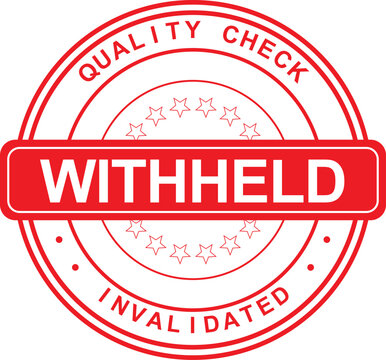 Red quality check withheld invalidated rubber stamp icon design for rejected business documents