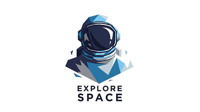 Geometric blue astronaut head isolated on a transparent background