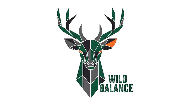 Geometric deer head with wild balance isolated on a transparent background
