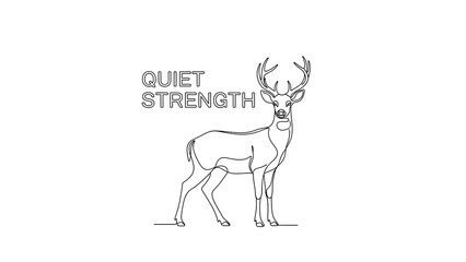 Fototapeta premium Minimalist deer line with text isolated on a transparent background