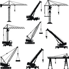 Various cranes lifting objects Vector © Masud Crafts