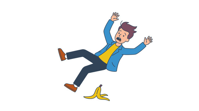 Man slipping on banana peel