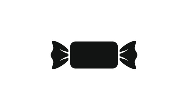 Black candy wrapper silhouette on a white background a simple confectionery outline silhouette