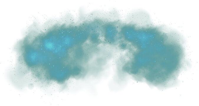 blue watercolor border on white background, gradient texture and color in cloudy sky or foggy haze design, clouds or smoke painting. Abstract Blue smoke isolated on transparent white background. Blue