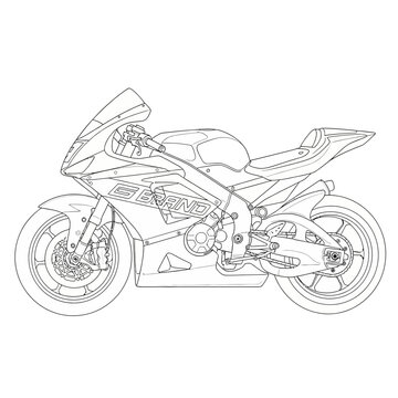 Motorcycle blueprint line drawing
