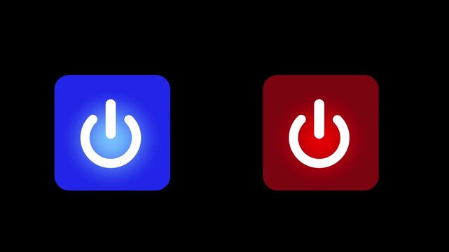 A dual icon showing blue power on and red power off buttons side by side offering quick toggle control for activating or deactivating any device