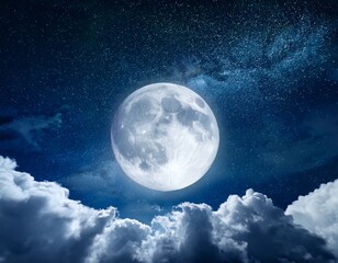 Fototapeta premium full moon in the night sky with clouds