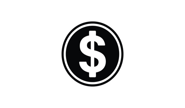 Black and white silhouette of a dollar sign within a circular frame on a white background silhouette