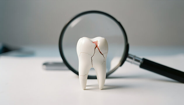 Cracked Tooth &ndash; Dental Damage with Magnifying Glass