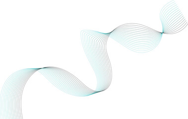Fototapeta premium Fluid cyan wave lines with abstract flowing motion isolated on transparent background for modern web graphics.