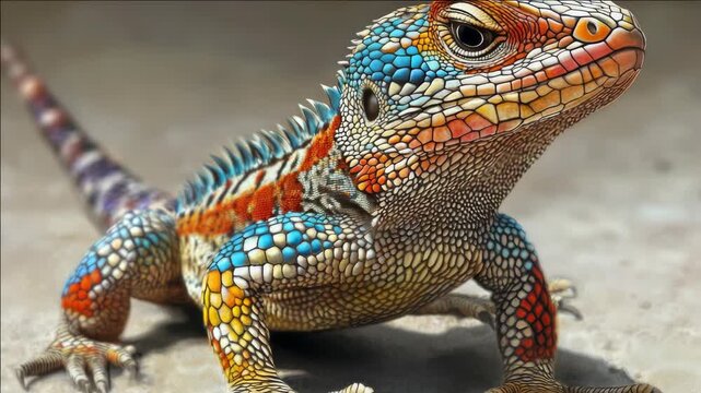 Colorful Iris Agama (Agama iris), Close-Up