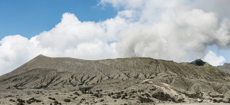 Crater, vent, smoking volcano, Mount Bromo, Bromo Tengger Semeru National Park, East Java, Indonesia