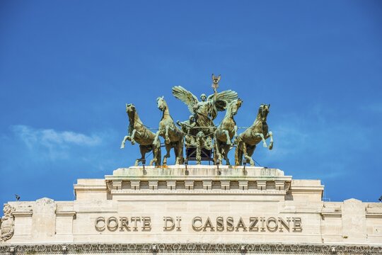 Equestrian statue, Court of Cassation, Supreme Court of Cassation, Palazzo di Giustizia or Palace of Justice, Rome, Lazio, Italy