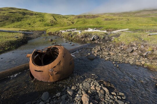 Rusting bomb from the second world war, Brei&eth;av&iacute;k, Eastfjords, V&iacute;knasl&oacute;dir, Iceland