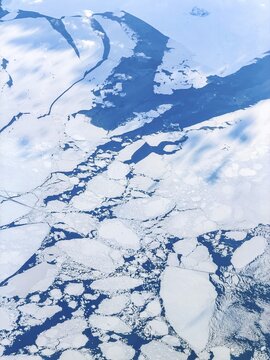 Structures in ice, frozen sea, Bothnia, aerial view, Gulf of Bothnia