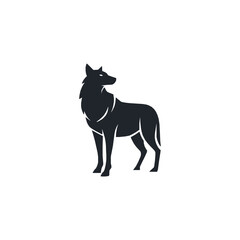 Fototapeta premium Wolf Silhouette Logo Icon – Standing Wild Wolf Vector Mascot Clipart