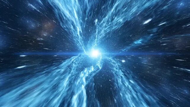 Abstract Blue Energy Vortex Tunnel with Light Speed Travel Effect.
