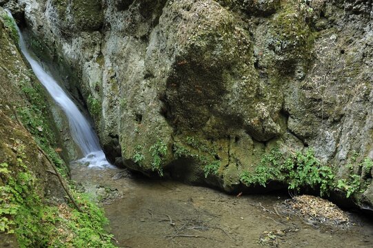 Small waterfall in the Valley of Butterflies, Petaloudes, Rhodes, Greece, Europe