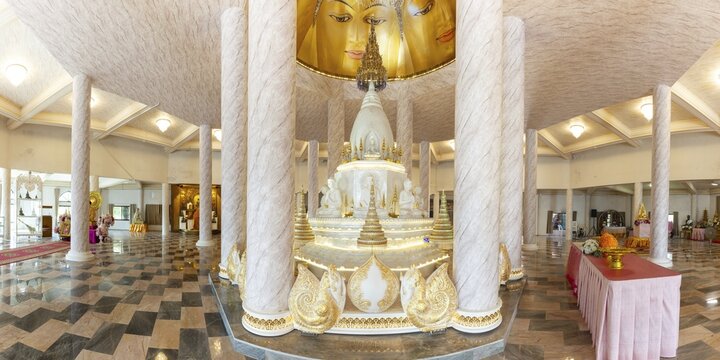 The very artistically designed central shrine (chedi in the interior), main pagoda, Buddhist temple complex Wat Phra That Sorn Kaew, Phetchabun province, Thailand