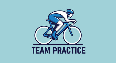 Fototapeta premium Cyclist Team Practice Badge in Blue, Illustrative Graphic For Sports and Training Purposes
