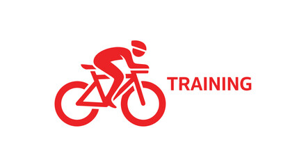 Fototapeta premium Cyclist Training Icon, Fitness and Exercise Concept, Sport Silhouette on White Background