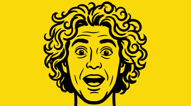 Surprised Man with Curly Hair and Wide Eyes 1.