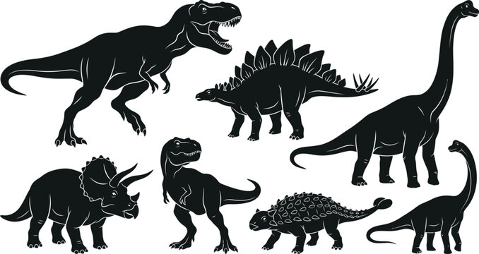 MoDinosaur Silhouette Collection Vector Set