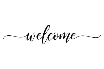 Elegant calligraphy welcome text modern script typography for invitations and home decor © FATEMA