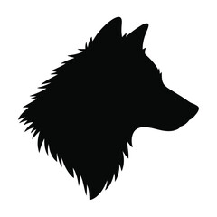 Fototapeta premium Wolf head profile in black silhouette against a white background silhouette