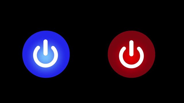 A dual icon showing blue power on and red power off buttons side by side offering quick toggle control for activating or deactivating any device