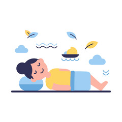 Fototapeta premium Woman sleeping peacefully on a pillow, calm, relaxation, meditation, wellness concept