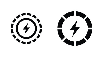 Fototapeta premium lightning bolt icon with circular segmented frame flat vector illustration