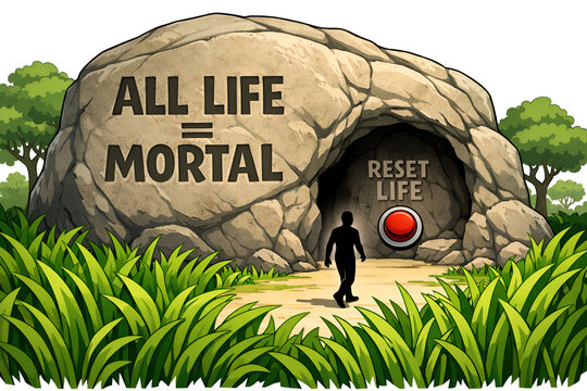 Symbolic journey toward reset life and mortality concept